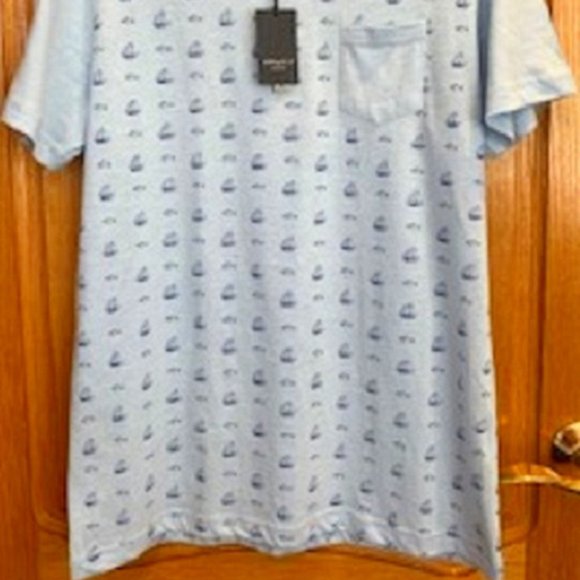 NWT Steel & Jelly London Fish & Sea Sailboat Print Blue Cotton T-Shirt Sz: M - Picture 2 of 4